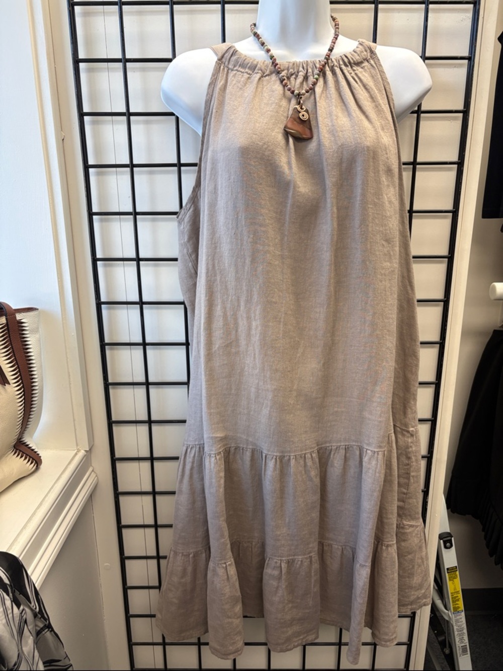 Sleeveless Tiered Maxi Dress in Taupe Beige